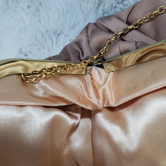 JR Creamy Satin Fold Over Purse Crossed Ribbons & Small Wallet Made in The USA. - Picture 11 of 16
